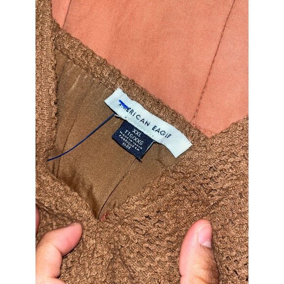 American Eagle Brown Ruffle Hemline Crochette  Mini Sundress Women's Size XXL - Picture 9 of 11